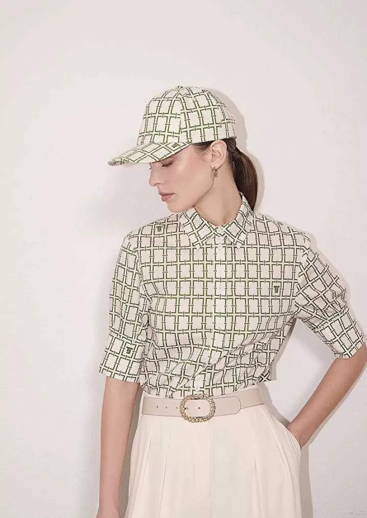 Carole Ecru Avec Chapeau Design Graphique Vert^TARA JARMON Cheap