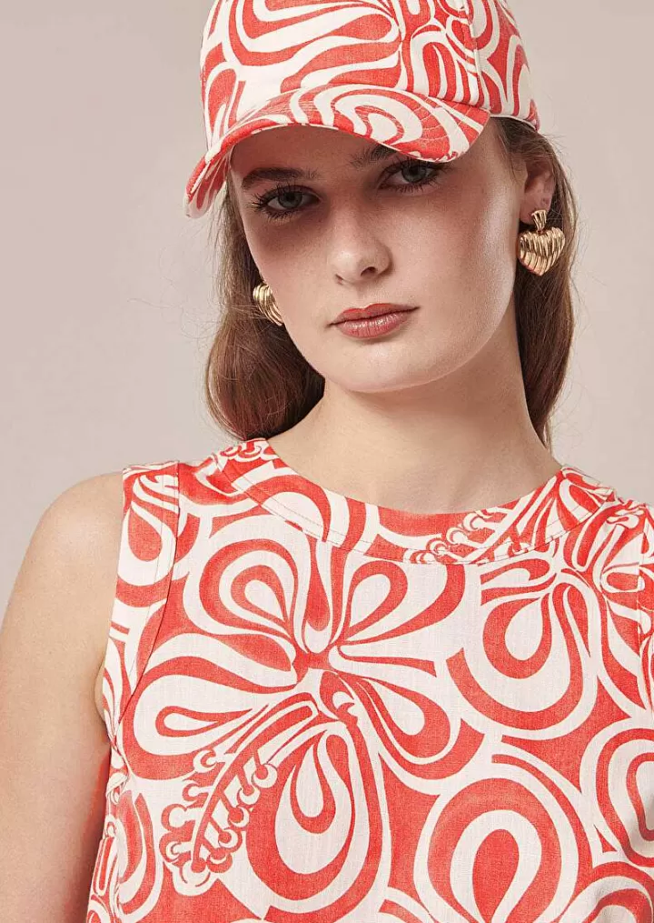 Casquette Carole Ecru Avec Corail Design Graphique^TARA JARMON Online