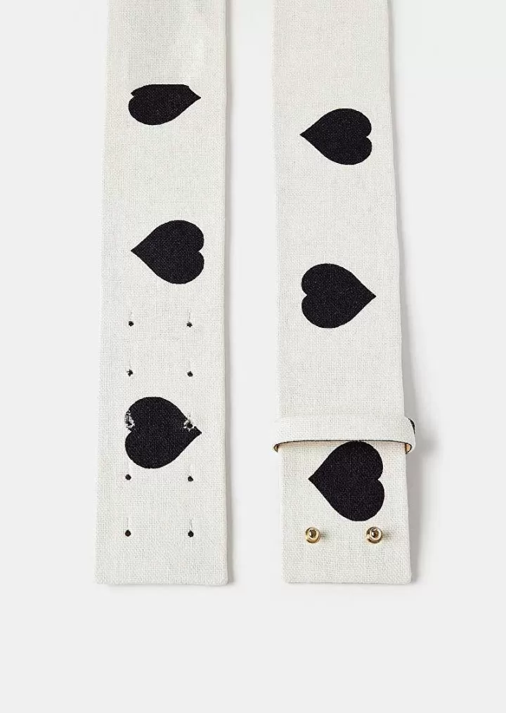 Ceinture En Cuir Lauren Ecru Avec Coeurs A Pois Noirs^TARA JARMON Online