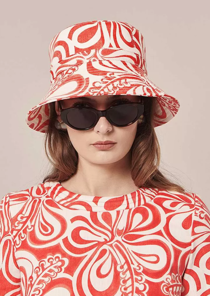 Chapeau Bob Graphique Chloe Ecru Avec Corail^TARA JARMON Best Sale