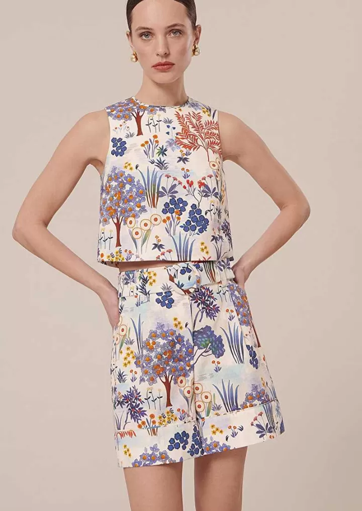 Haut En Lin Et Coton A Imprime Floral Bleu Teresa^TARA JARMON Fashion