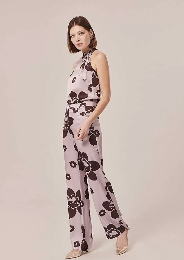 Haut En Satin Imprime Fleurs Violettes Tierri^TARA JARMON Outlet