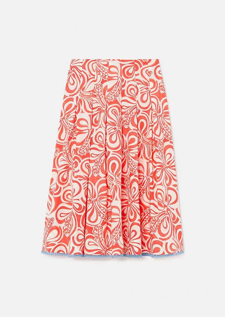 Javoue Jupe A Motif Graphique Ecru Et Corail^TARA JARMON Sale