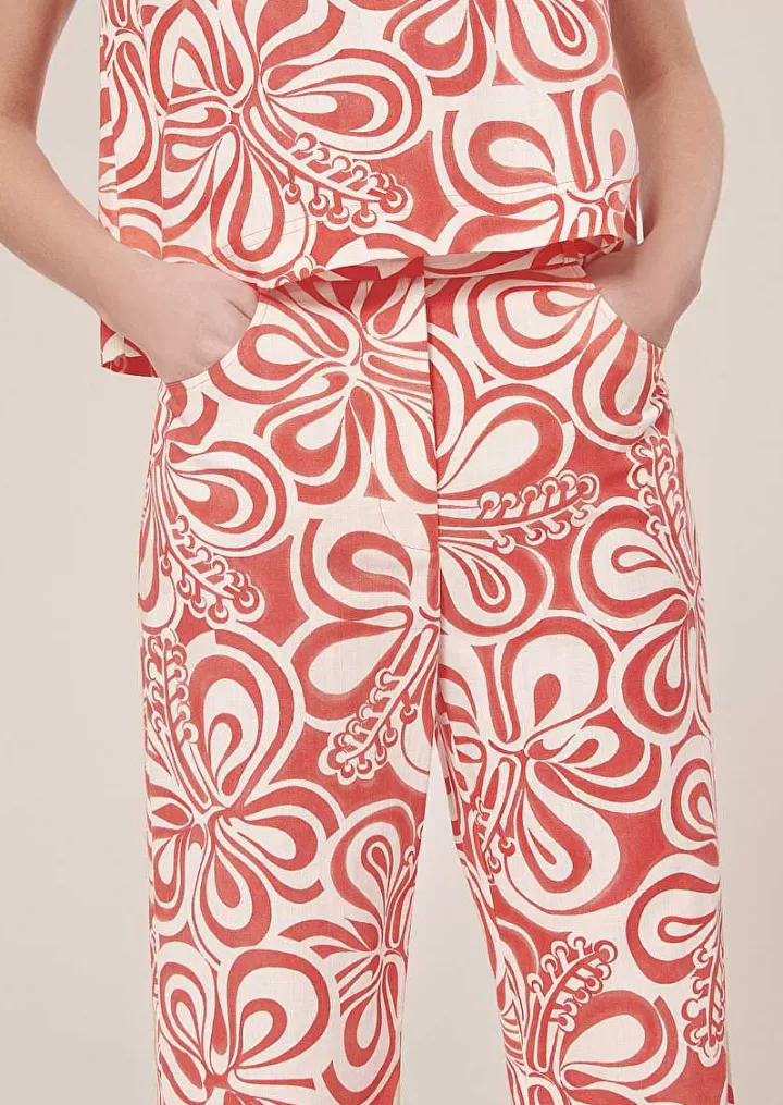 Pantalon Prosper Ecru Avec Motif Graphique Corail^TARA JARMON Flash Sale