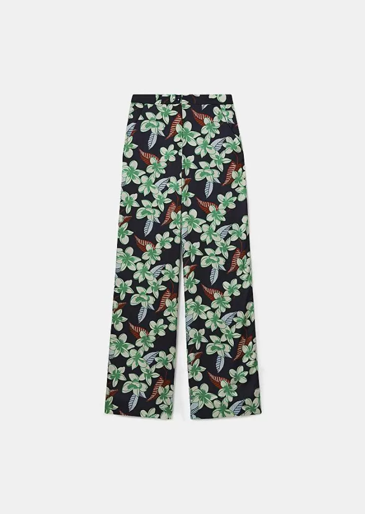 Porticcio Pantalon Imprime Fleurs Bleu Nuit^TARA JARMON Best Sale