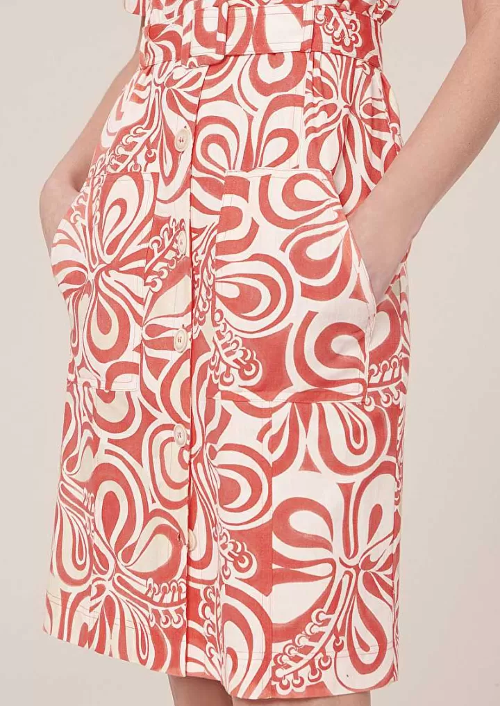 Robe En Coton A Motif Graphique Rosemarine Ecru Et Corail^TARA JARMON Cheap