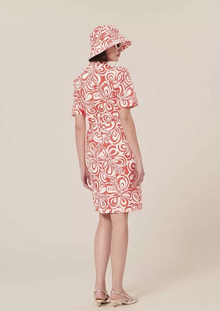 Robe En Coton A Motif Graphique Rosemarine Ecru Et Corail^TARA JARMON Cheap
