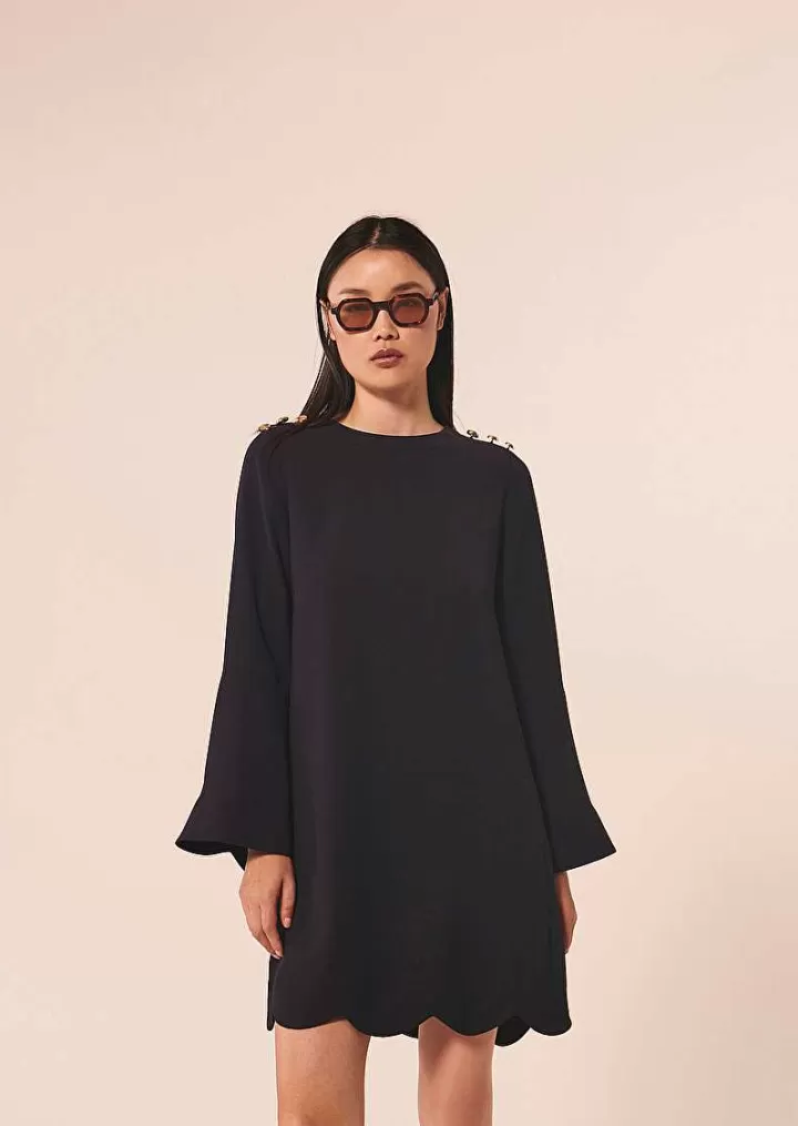 Robe En Crepe Bleu Nuit Ruoda^TARA JARMON Best