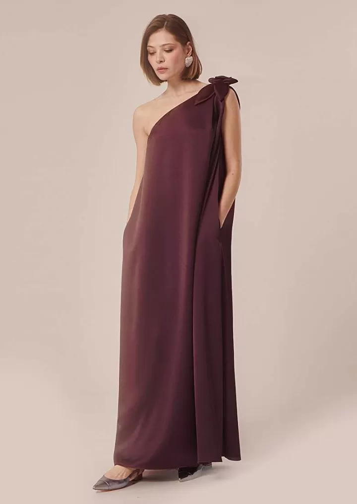 Robe En Satin Fluide Marron Rekia^TARA JARMON Best Sale