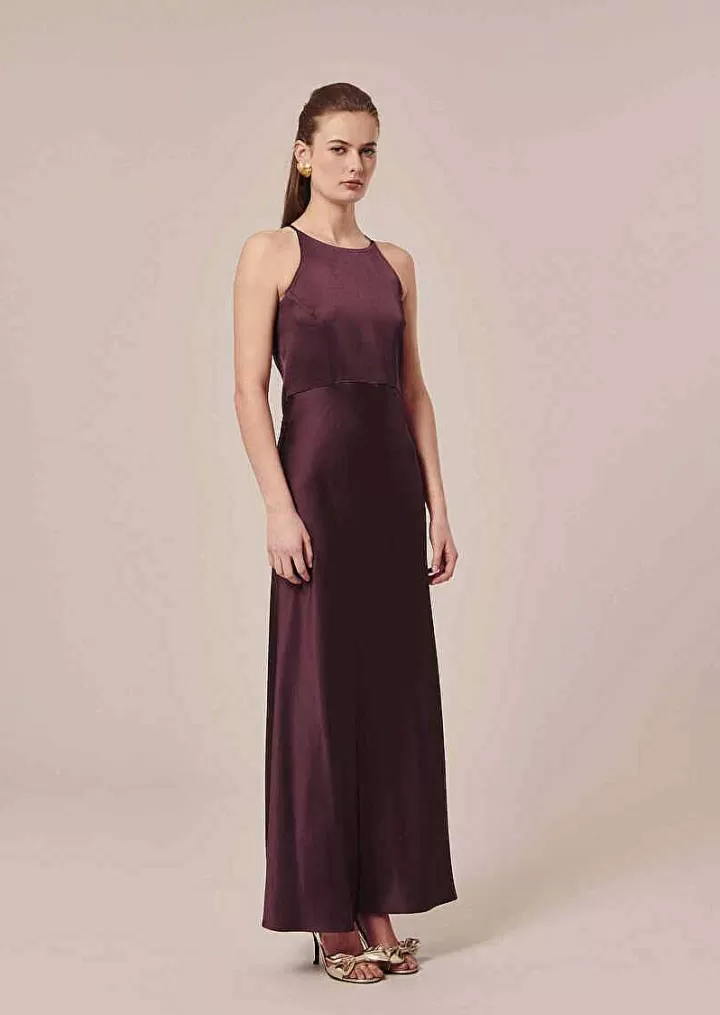 Robe Fluide En Satin Marron Raphaelle^TARA JARMON Store