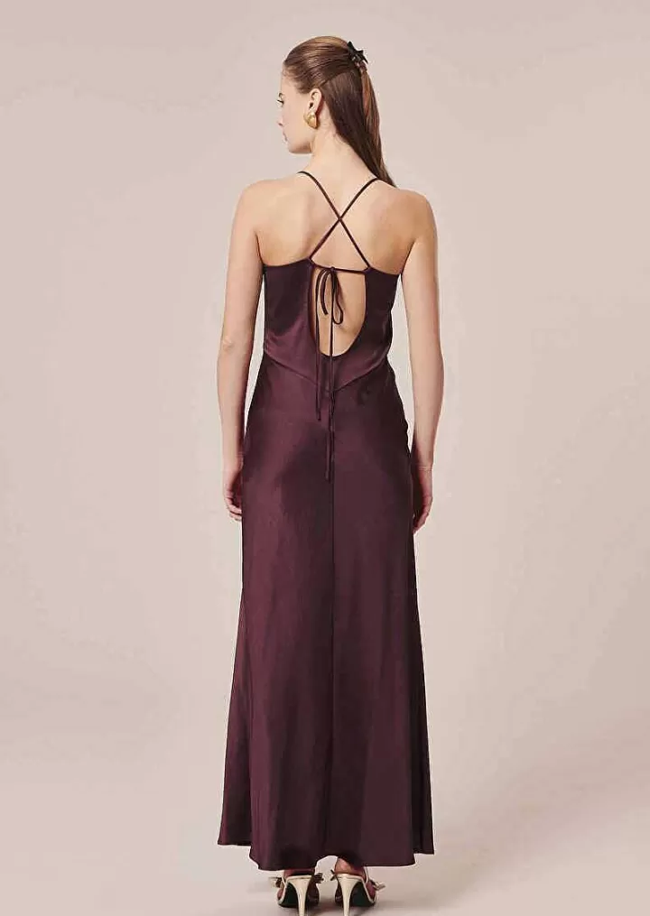 Robe Fluide En Satin Marron Raphaelle^TARA JARMON Store