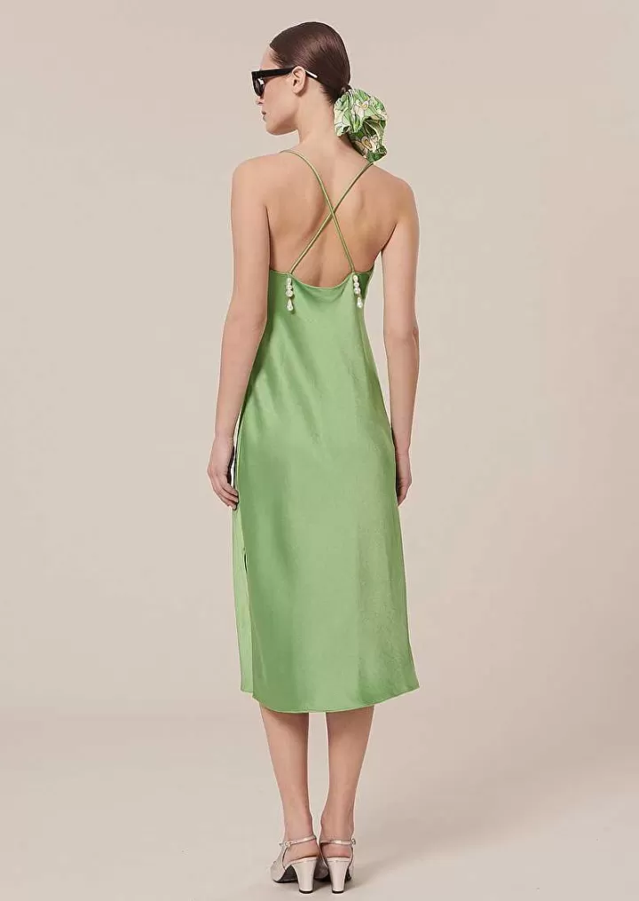 Robe Fluide En Satin Vert Reane^TARA JARMON Best