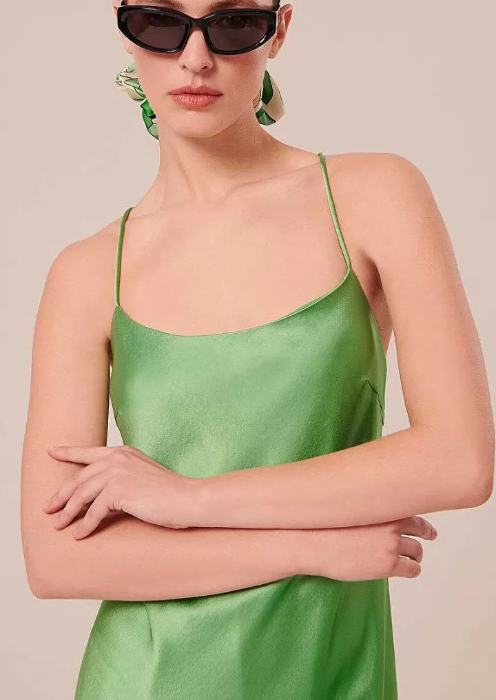 Robe Fluide En Satin Vert Reane^TARA JARMON Best