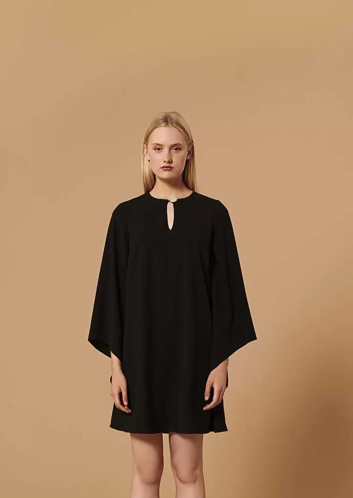 Robe Raonie Noire En Crepe^TARA JARMON Discount