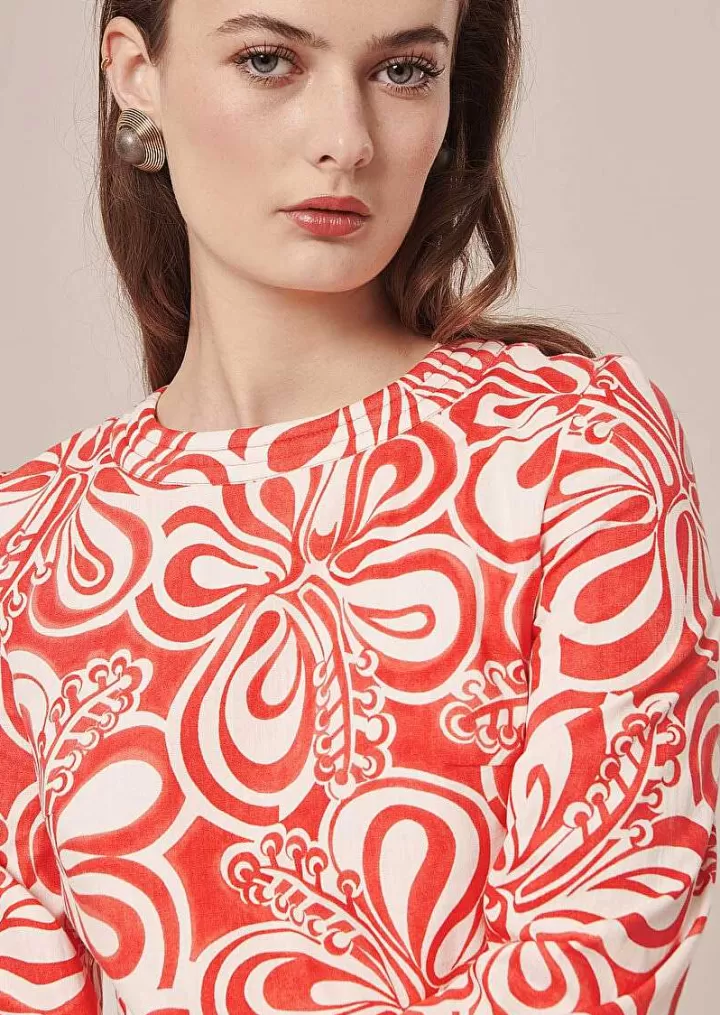 Robe Rivanna En Coton A Motif Graphique Ecru Et Corail^TARA JARMON Cheap