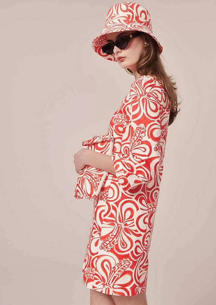 Robe Rivanna En Coton A Motif Graphique Ecru Et Corail^TARA JARMON Cheap