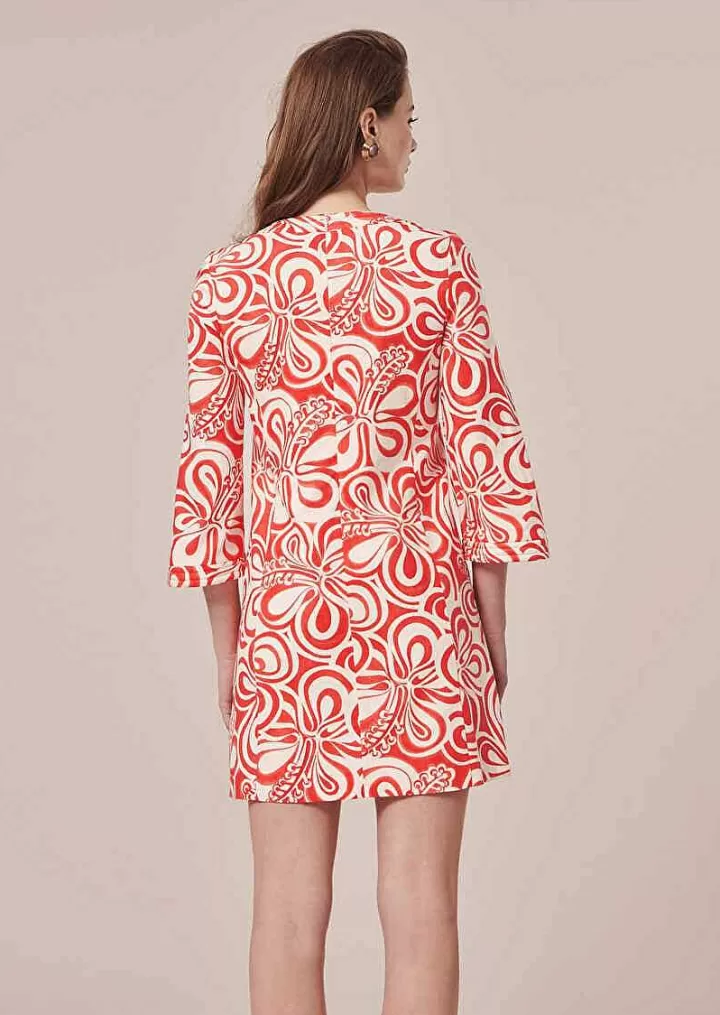 Robe Rivanna En Coton A Motif Graphique Ecru Et Corail^TARA JARMON Cheap