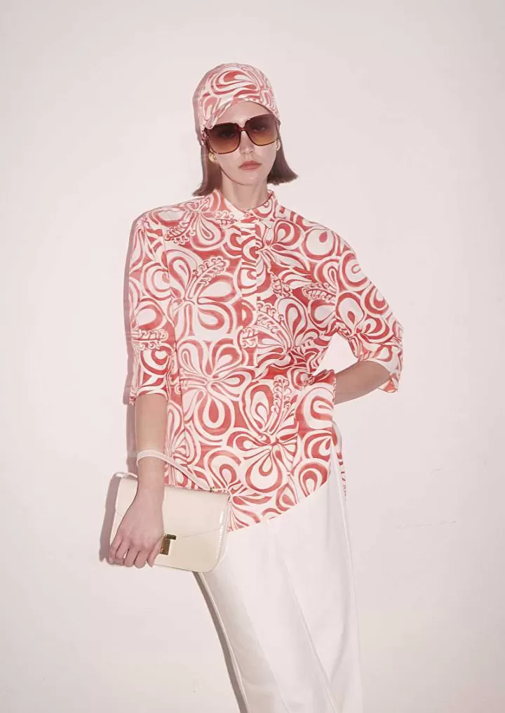 Tallulah - Haut Ecru A Motif Graphique Corail^TARA JARMON Flash Sale